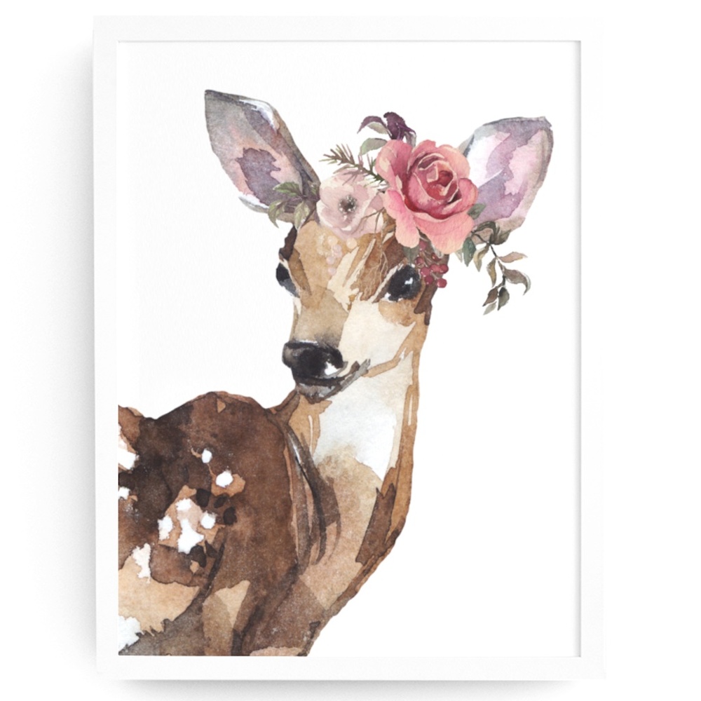 Wall Art Baby Deer Watercolor Illustration Print Poster UNFRAMED - Picture 9 of 9
